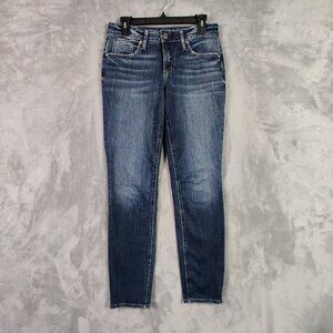 Silver Jeans Women 28 Blue Boyfriend Low Rise Dark Wash Denim Stretch Pants